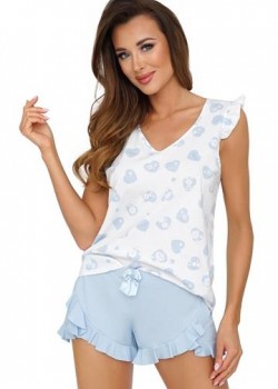 Къса дамска пижама в син и бял цвят Amour 1/2 Къса дамска пижама в син и бял цвят Amour 1/2