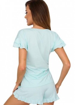 Къса дамска пижама в синьо-зелен цвят Pastella 1/2 Къса дамска пижама в синьо-зелен цвят Pastella 1/2