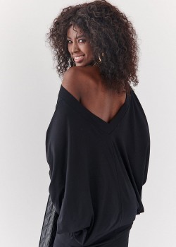 Миди рокля с дълъг ръкав в черен цвят FG632 Миди рокля с дълъг ръкав в черен цвят FG632