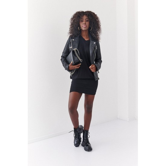 Миди рокля с дълъг ръкав в черен цвят FG632 Миди рокля с дълъг ръкав в черен цвят FG632