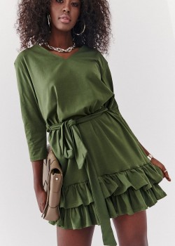 Къса дамска рокля в цвят каки FK614 Къса дамска рокля в цвят каки FK614
