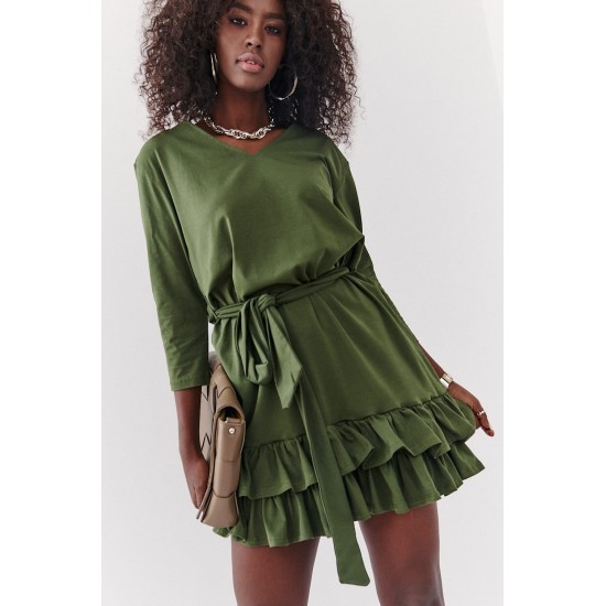 Къса дамска рокля в цвят каки FK614 Къса дамска рокля в цвят каки FK614