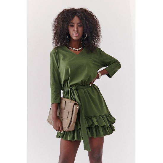 Къса дамска рокля в цвят каки FK614 Къса дамска рокля в цвят каки FK614