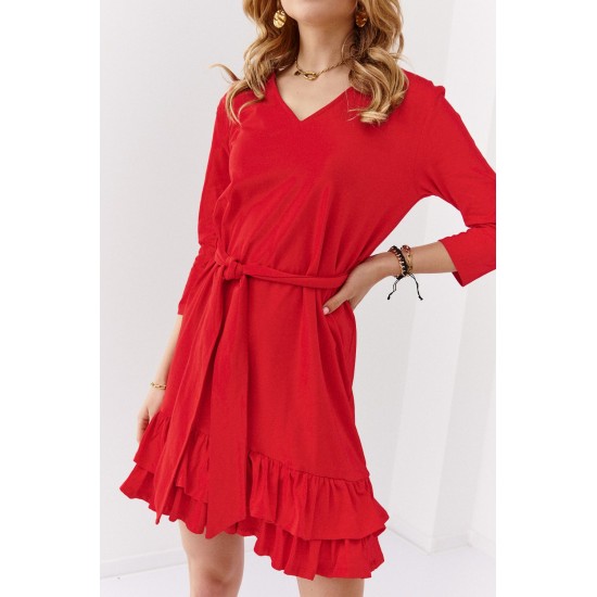 Къса дамска рокля в червен цвят FK614 Къса дамска рокля в червен цвят FK614