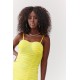 Къса рокля с тънки презрамки в жълт цвят 52225 Къса рокля с тънки презрамки в жълт цвят 52225