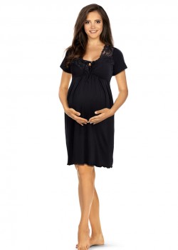 Нощница за бременни и кърмачки в черен цвят 3012