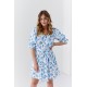 Ефирня рокля с 3/4 ръкав в син цвят 30360 Ефирня рокля с 3/4 ръкав в син цвят 30360
