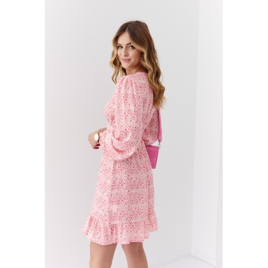 Разкроена рокля с дълъг ръкав в цвят корал FG635 Разкроена рокля с дълъг ръкав в цвят корал FG635