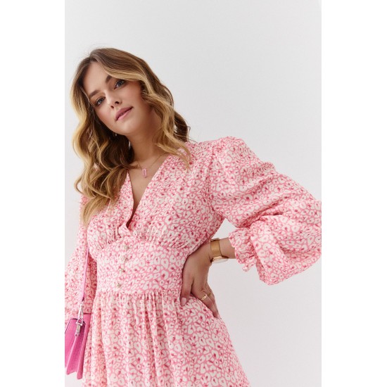 Разкроена рокля с дълъг ръкав в цвят корал FG635 Разкроена рокля с дълъг ръкав в цвят корал FG635