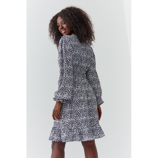 Разкроена рокля с дълъг ръкав в черен цвят FG635 Разкроена рокля с дълъг ръкав в черен цвят FG635