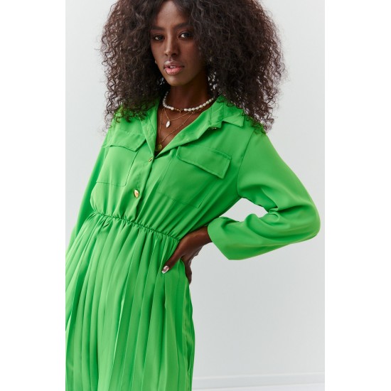 Ефирна рокля с дълъг ръкав в зелен цвят 70120 Ефирна рокля с дълъг ръкав в зелен цвят 70120