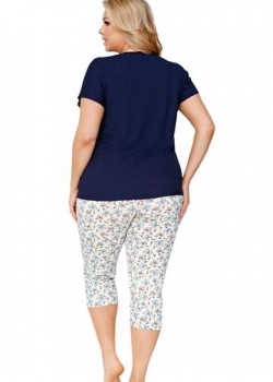 Дамска макси пижама с къс ръкав в тъмносин цвят Aria Дамска макси пижама с къс ръкав в тъмносин цвят Aria