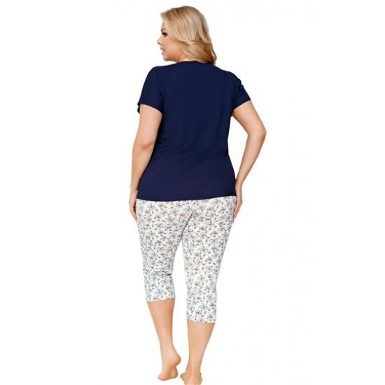 Дамска макси пижама с къс ръкав в тъмносин цвят Aria Дамска макси пижама с къс ръкав в тъмносин цвят Aria