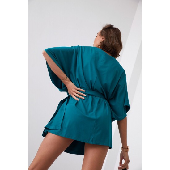 Къса рокля тип кимоно в петролено зелен цвят FG634 Къса рокля тип кимоно в петролено зелен цвят FG634
