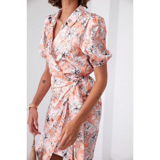 Елегантна къса рокля в цвят корал FG638 Елегантна къса рокля в цвят корал FG638