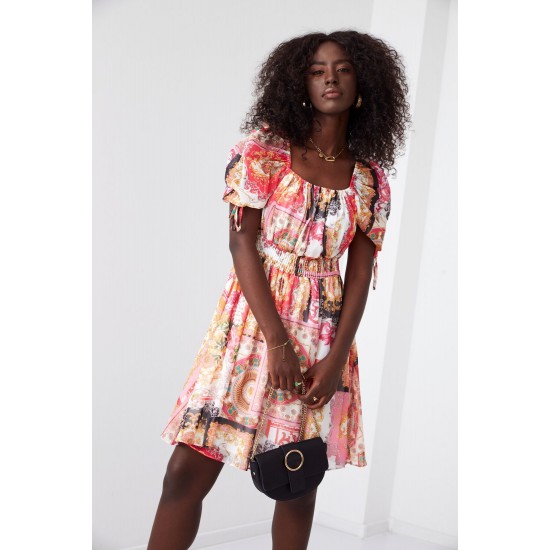 Къса ефирна рокля в розов цвят 030800 Къса ефирна рокля в розов цвят 030800