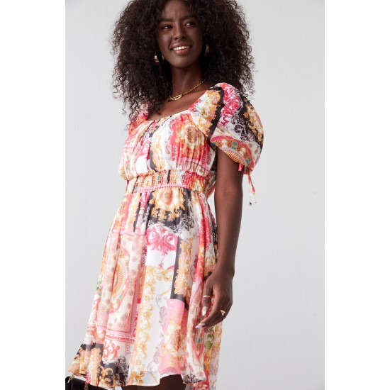 Къса ефирна рокля в розов цвят 030800 Къса ефирна рокля в розов цвят 030800