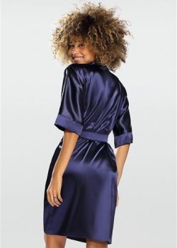 Сатенен дамски халат в тъмносин цвят Nable 100 Сатенен дамски халат в тъмносин цвят Nable 100