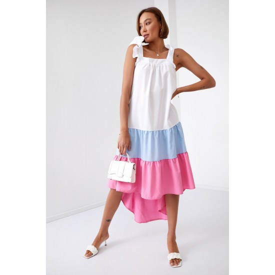 Памучна дълга рокля в бял цвят FG648 Памучна дълга рокля в бял цвят FG648