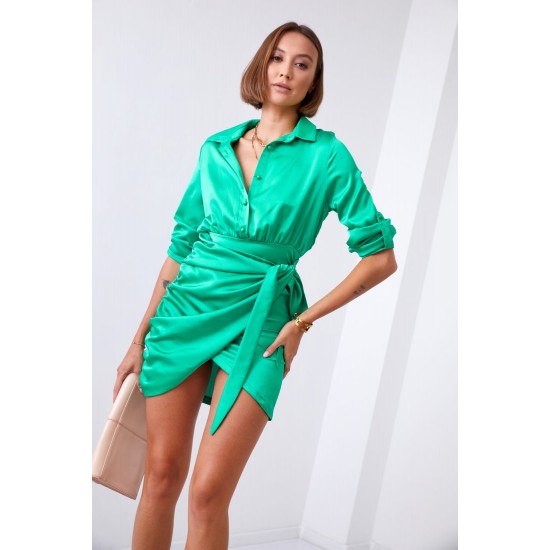 Елегантна рокля с дълъг ръкав в зелен цвят FG642 Елегантна рокля с дълъг ръкав в зелен цвят FG642