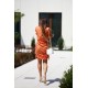 Елегантна рокля с къс ръкав в оранжев цвят FG649 Елегантна рокля с къс ръкав в оранжев цвят FG649