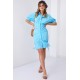 Елегантна рокля с къс ръкав в син цвят FG649 Елегантна рокля с къс ръкав в син цвят FG649