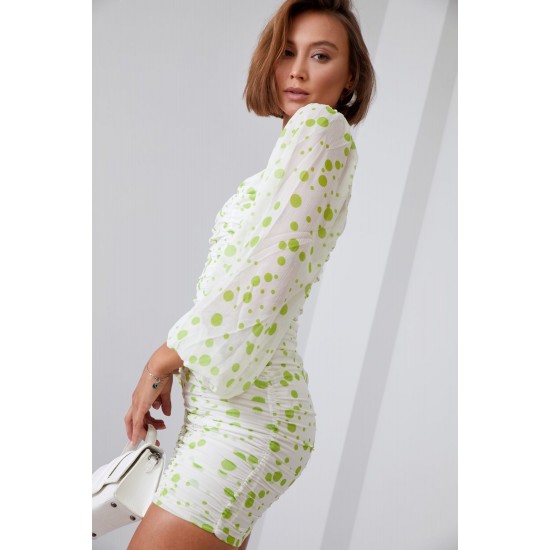 Къса дамска рокля с дълъг ръкав в зелен цвят 2940 Къса дамска рокля с дълъг ръкав в зелен цвят 2940