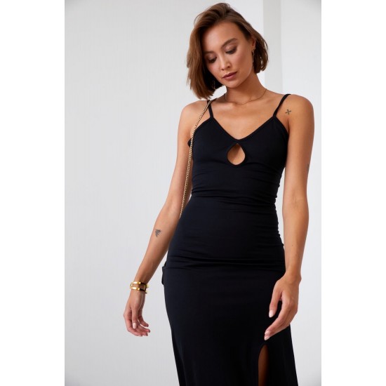 Елегантна дълга рокля в черен цвят 110570 Елегантна дълга рокля в черен цвят 110570