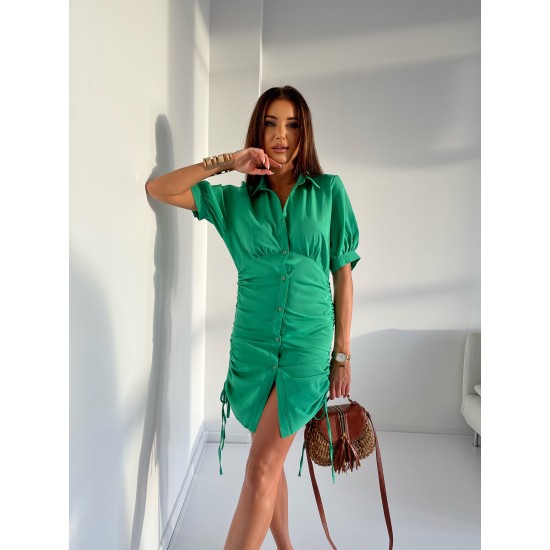 Елегантна рокля с къс ръкав в зелен цвят FG649 Елегантна рокля с къс ръкав в зелен цвят FG649