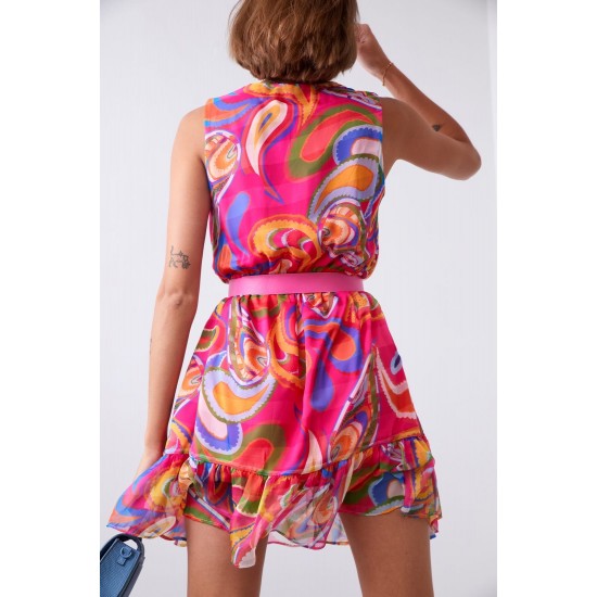 Ефирна къса рокля в розов цвят 03040 Ефирна къса рокля в розов цвят 03040