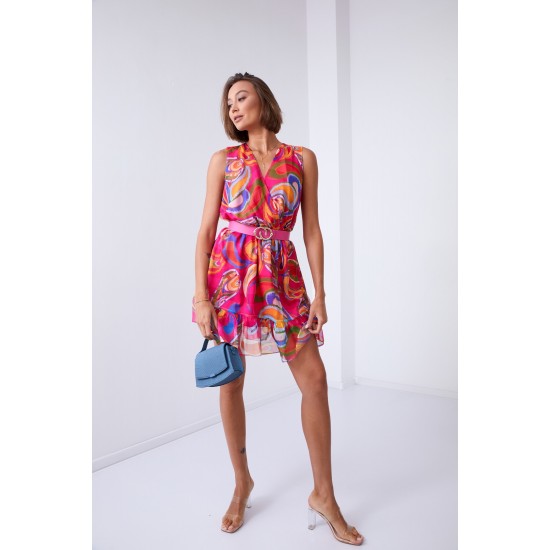 Ефирна къса рокля в розов цвят 03040 Ефирна къса рокля в розов цвят 03040