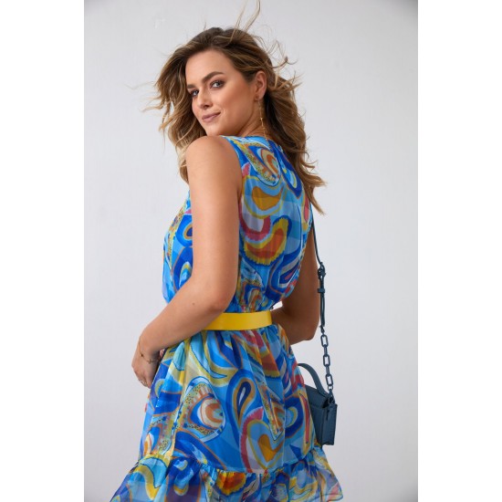 Ефирна къса рокля в тъмносин цвят 03040 Ефирна къса рокля в тъмносин цвят 03040