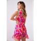 Ефирна къса рокля в розов и син цвят 03040 Ефирна къса рокля в розов и син цвят 03040