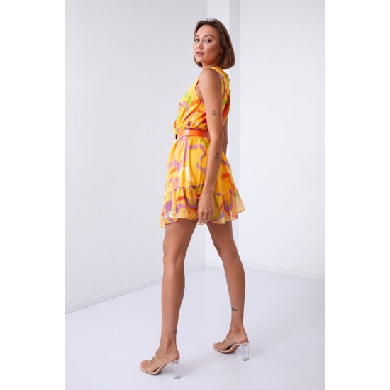 Ефирна къса рокля в жълт цвят 03040 Ефирна къса рокля в жълт цвят 03040