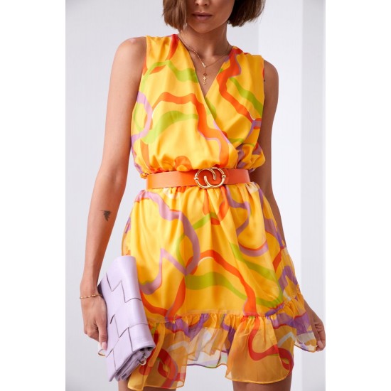 Ефирна къса рокля в жълт цвят 03040 Ефирна къса рокля в жълт цвят 03040