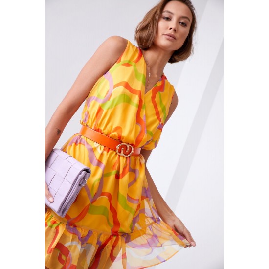 Ефирна къса рокля в жълт цвят 03040 Ефирна къса рокля в жълт цвят 03040