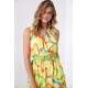 Ефирна къса рокля в жълто и зелено 03040 Ефирна къса рокля в жълто и зелено 03040
