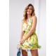 Ефирна къса рокля в жълто и зелено 03040 Ефирна къса рокля в жълто и зелено 03040