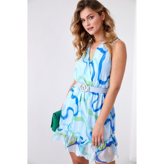 Ефирна къса рокля в син цвят 03040 Ефирна къса рокля в син цвят 03040