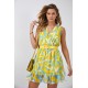Ефирна къса рокля в жълт и син цвят 03040 Ефирна къса рокля в жълт и син цвят 03040