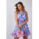 Ефирна къса рокля в син и лилав цвят 03040 Ефирна къса рокля в син и лилав цвят 03040