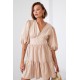 Памучна разкроена рокля в бежов цвят FG651 Памучна разкроена рокля в бежов цвят FG651