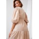 Памучна разкроена рокля в бежов цвят FG651 Памучна разкроена рокля в бежов цвят FG651