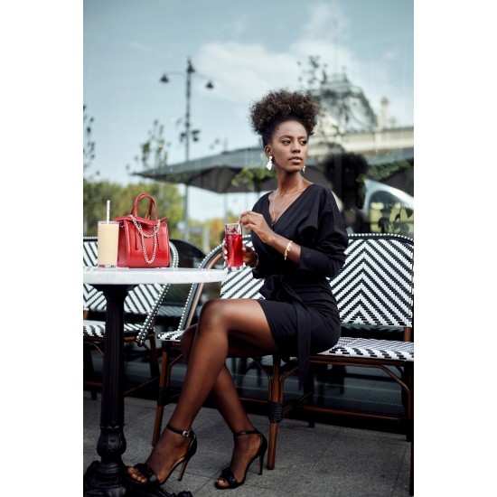 Елегантна рокля с дълъг ръкав в черен цвят FK623 Елегантна рокля с дълъг ръкав в черен цвят FK623