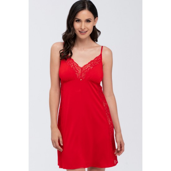 Нощница с тънки презрамки в червен цвят MONICA Нощница с тънки презрамки в червен цвят MONICA