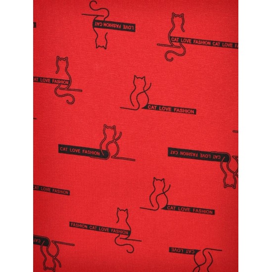 Дамска нощница с къс ръкав в червен цвят 660 CAT LOVE Дамска нощница с къс ръкав в червен цвят 660 CAT LOVE