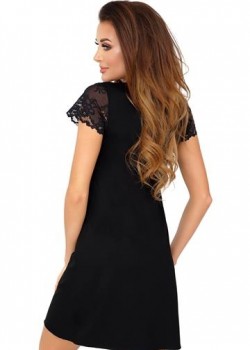 Нощница с къс ръкав в черен цвят Klarisa Нощница с къс ръкав в черен цвят Klarisa