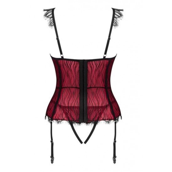 Секси корсет с прашки в черно и червено Denissa Секси корсет с прашки в черно и червено Denissa