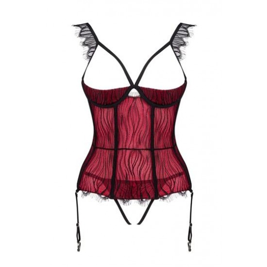 Секси корсет с прашки в черно и червено Denissa Секси корсет с прашки в черно и червено Denissa