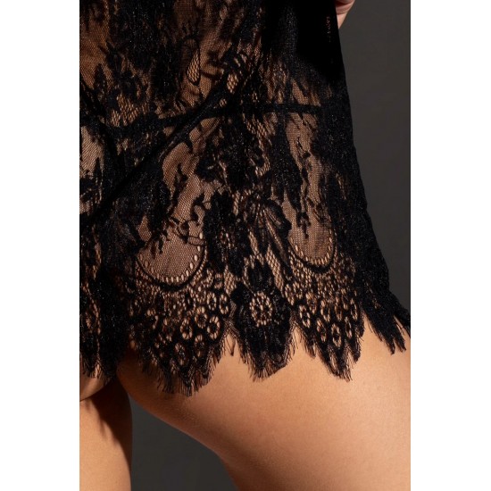 Секси дантелена нощница с прашки в черен цвят BETTY Секси дантелена нощница с прашки в черен цвят BETTY